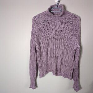 Wooden Ships Tara Rails T Neck Chunky Sweater Mohair/Wool Blend Mauve Size S/M